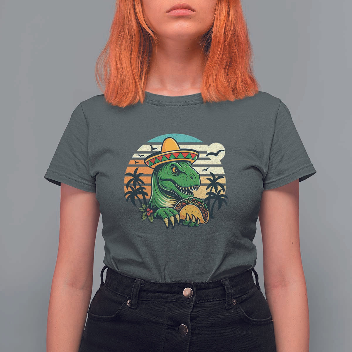 Funny Tacos Dinosaur T Shirt For Women Mexican Food Lover Gift - Wonder Print Shop