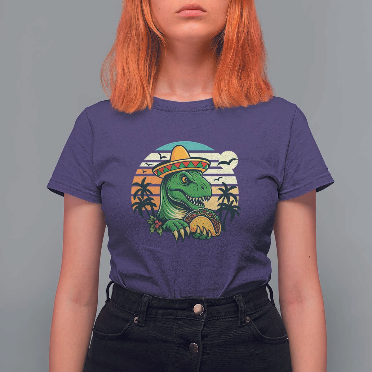 Funny Tacos Dinosaur T Shirt For Women Mexican Food Lover Gift - Wonder Print Shop