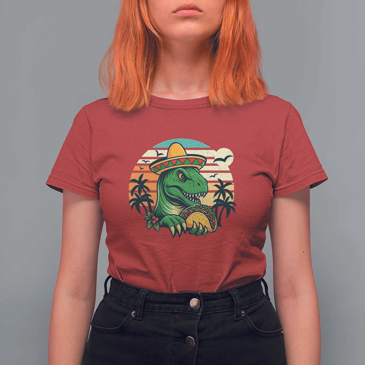 Funny Tacos Dinosaur T Shirt For Women Mexican Food Lover Gift - Wonder Print Shop