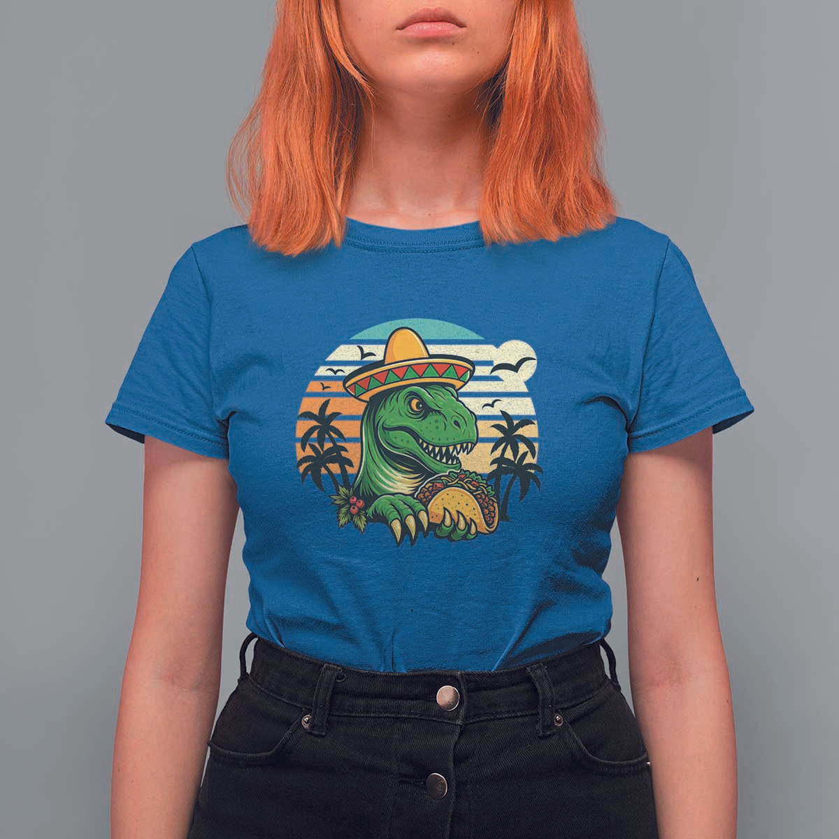 Funny Tacos Dinosaur T Shirt For Women Mexican Food Lover Gift - Wonder Print Shop