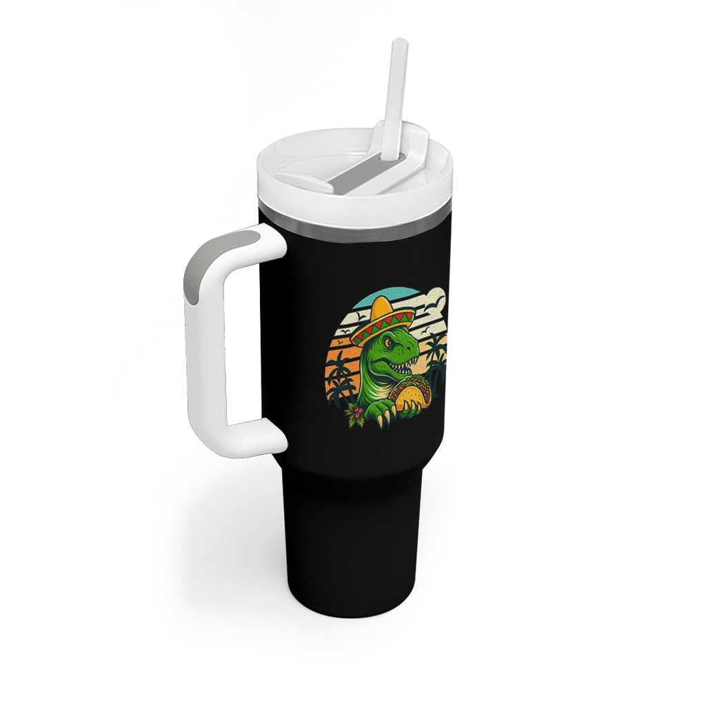 Funny Tacos Dinosaur Tumbler With Handle Mexican Food Lover Gift