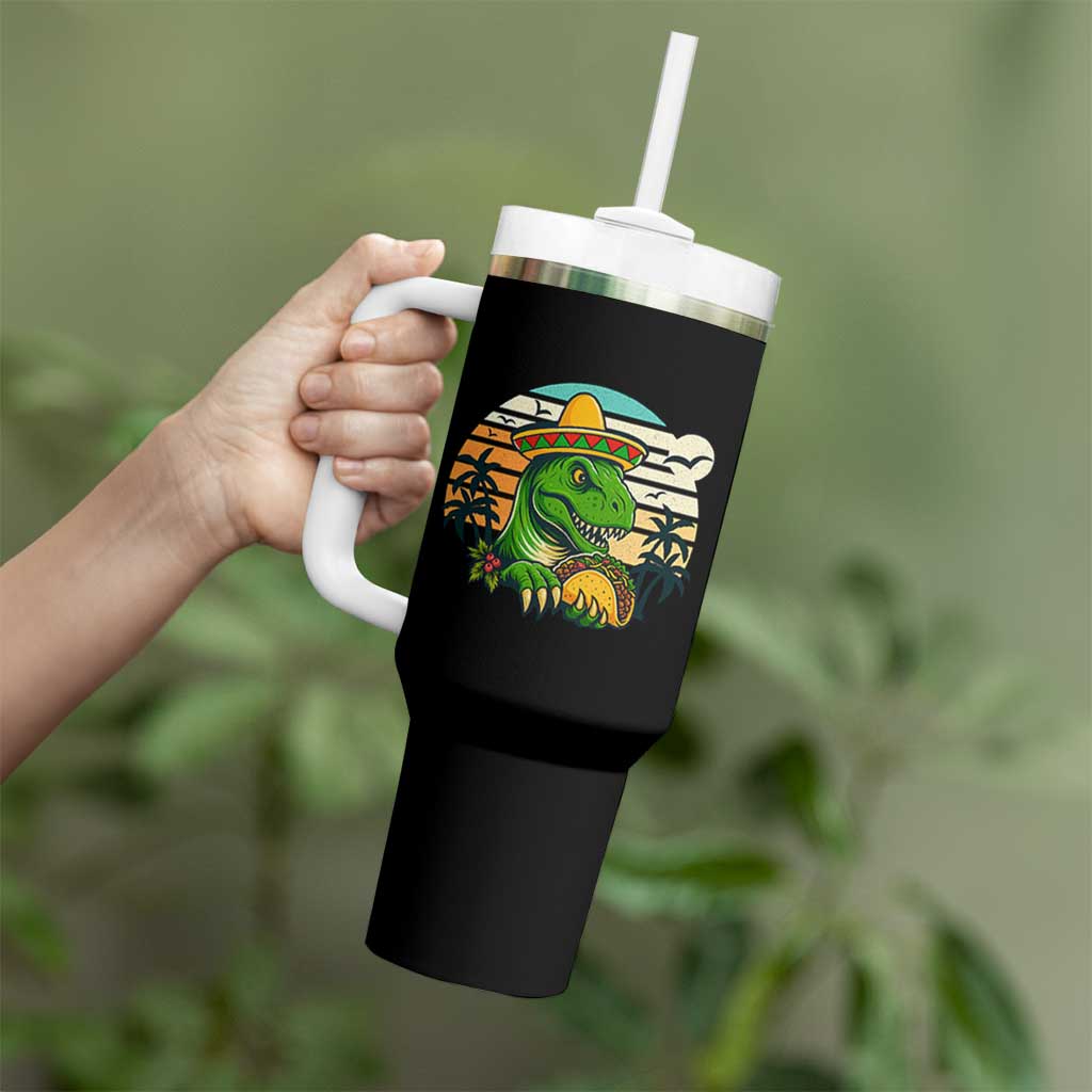 Funny Tacos Dinosaur Tumbler With Handle Mexican Food Lover Gift