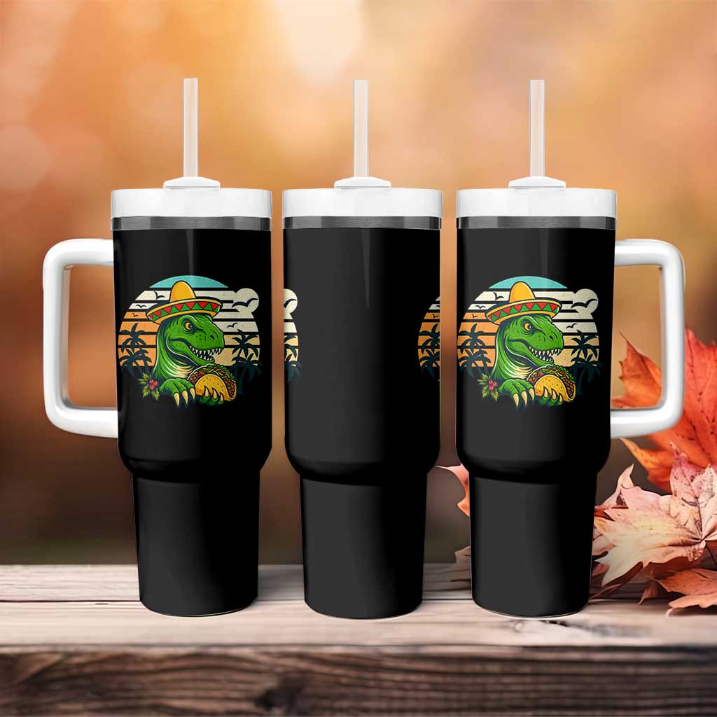 Funny Tacos Dinosaur Tumbler With Handle Mexican Food Lover Gift