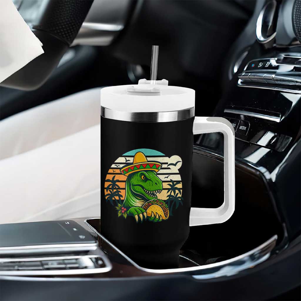 Funny Tacos Dinosaur Tumbler With Handle Mexican Food Lover Gift