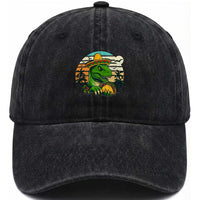 Funny Tacos Dinosaur Washed Cotton Baseball Cap Mexican Food Lover Gift