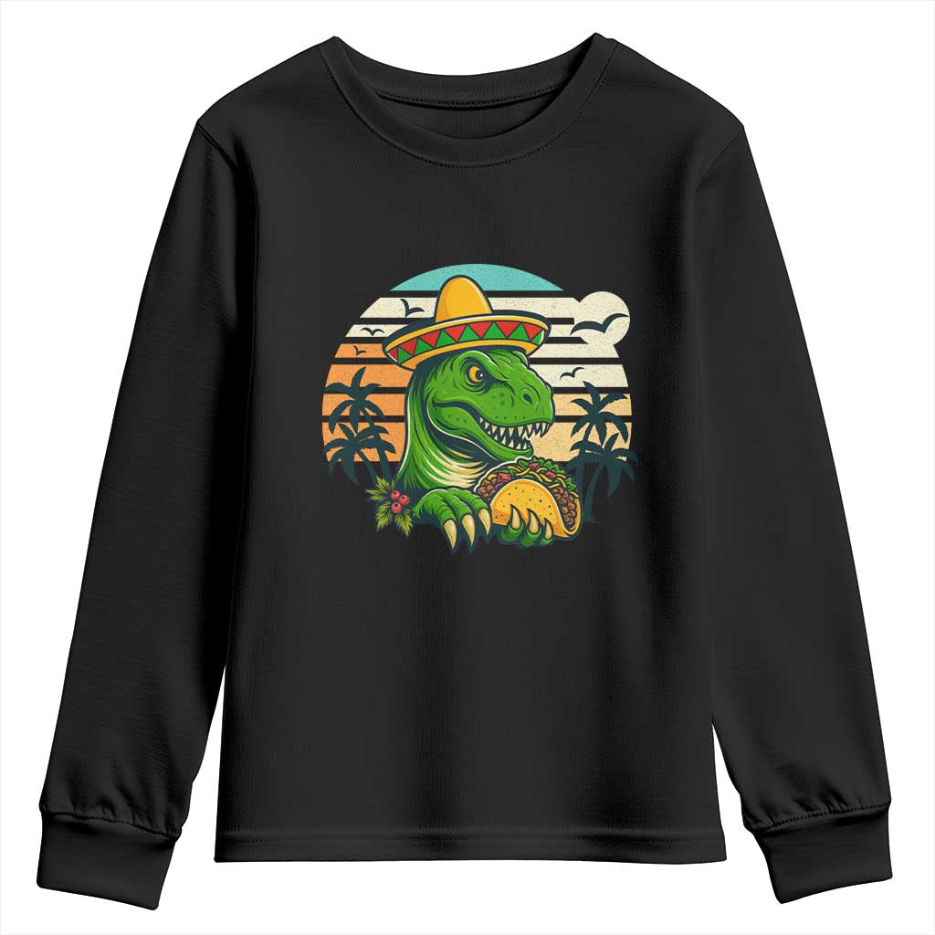 Funny Tacos Dinosaur Youth Sweatshirt Mexican Food Lover Gift - Wonder Print Shop