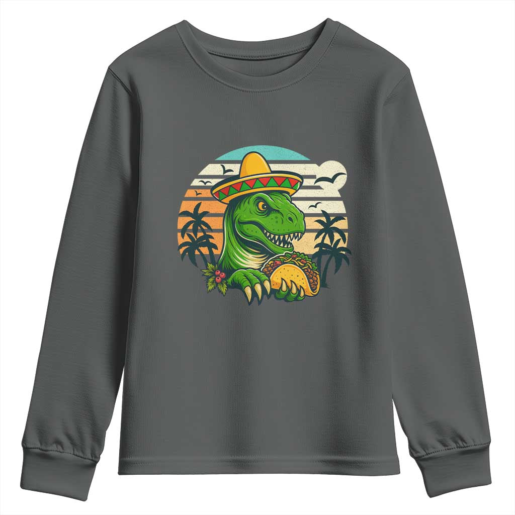 Funny Tacos Dinosaur Youth Sweatshirt Mexican Food Lover Gift - Wonder Print Shop