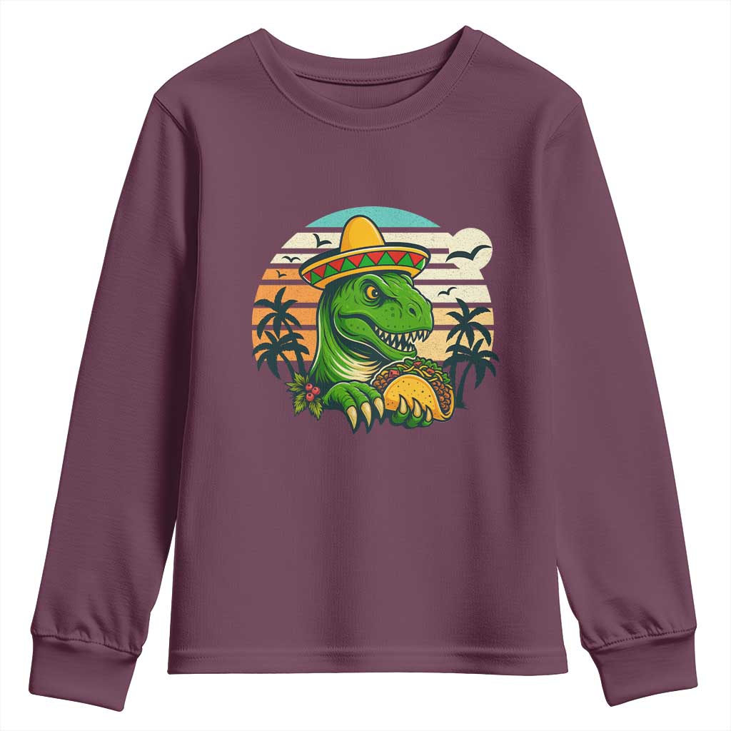 Funny Tacos Dinosaur Youth Sweatshirt Mexican Food Lover Gift - Wonder Print Shop