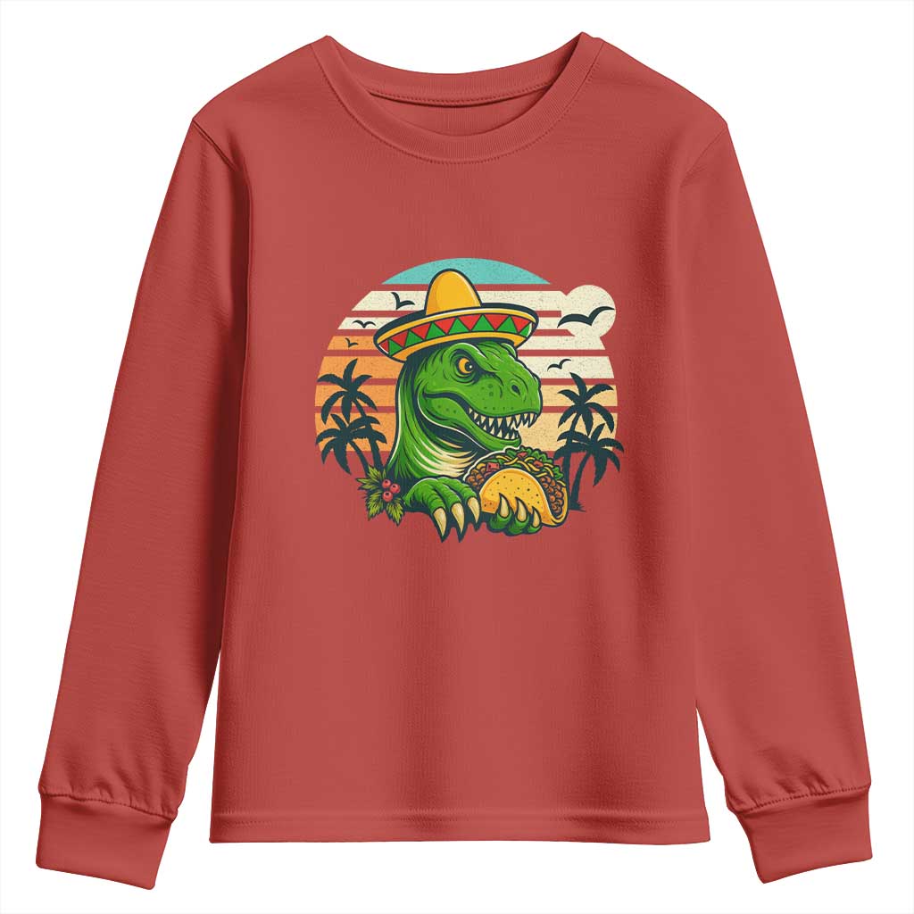 Funny Tacos Dinosaur Youth Sweatshirt Mexican Food Lover Gift - Wonder Print Shop