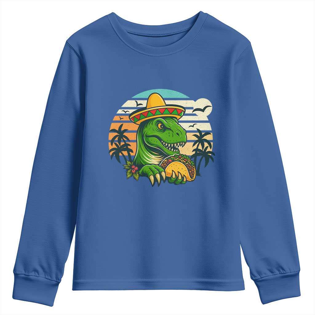 Funny Tacos Dinosaur Youth Sweatshirt Mexican Food Lover Gift - Wonder Print Shop