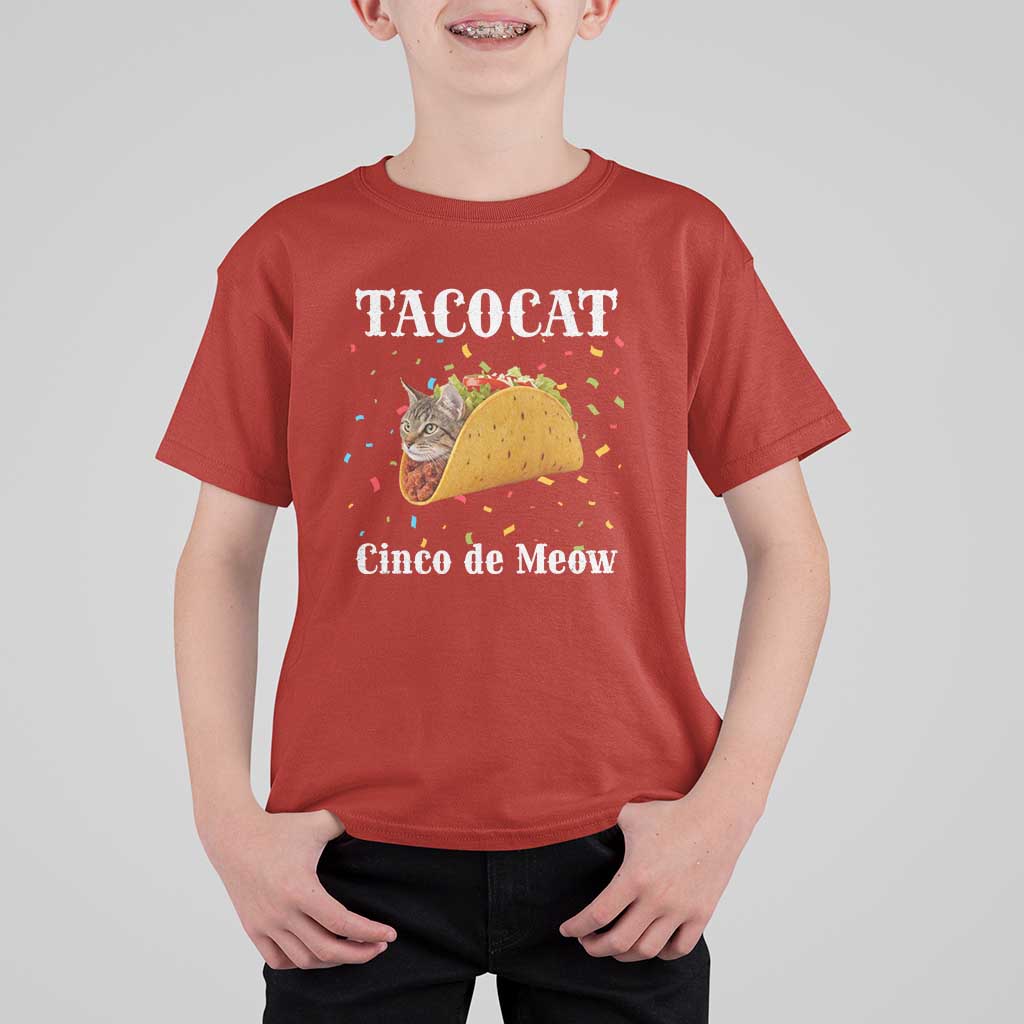 Funny Taco Cat Cinco De Meow T Shirt For Kid Mexican Food Lover Gift - Wonder Print Shop