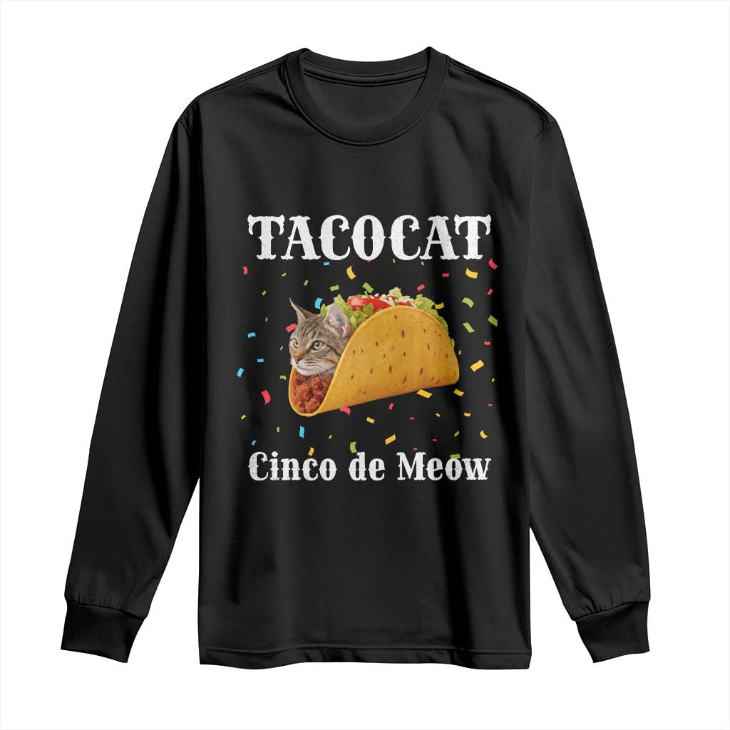 Funny Taco Cat Cinco De Meow Long Sleeve Shirt Mexican Food Lover Gift - Wonder Print Shop
