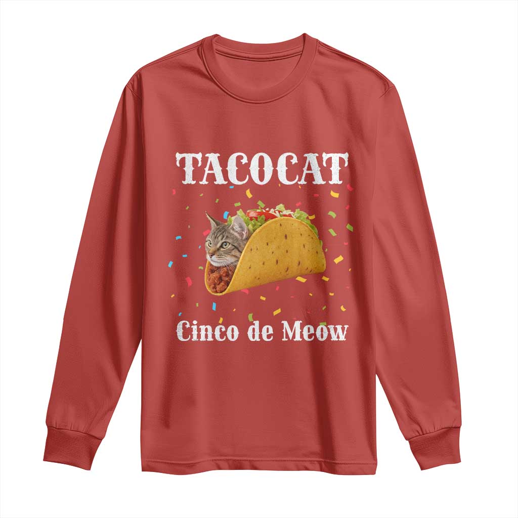Funny Taco Cat Cinco De Meow Long Sleeve Shirt Mexican Food Lover Gift - Wonder Print Shop