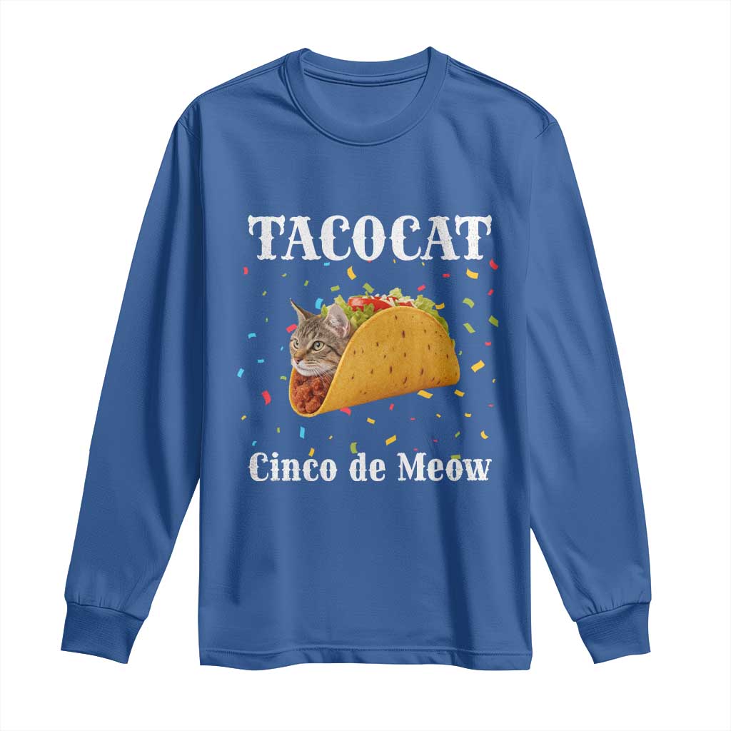 Funny Taco Cat Cinco De Meow Long Sleeve Shirt Mexican Food Lover Gift - Wonder Print Shop