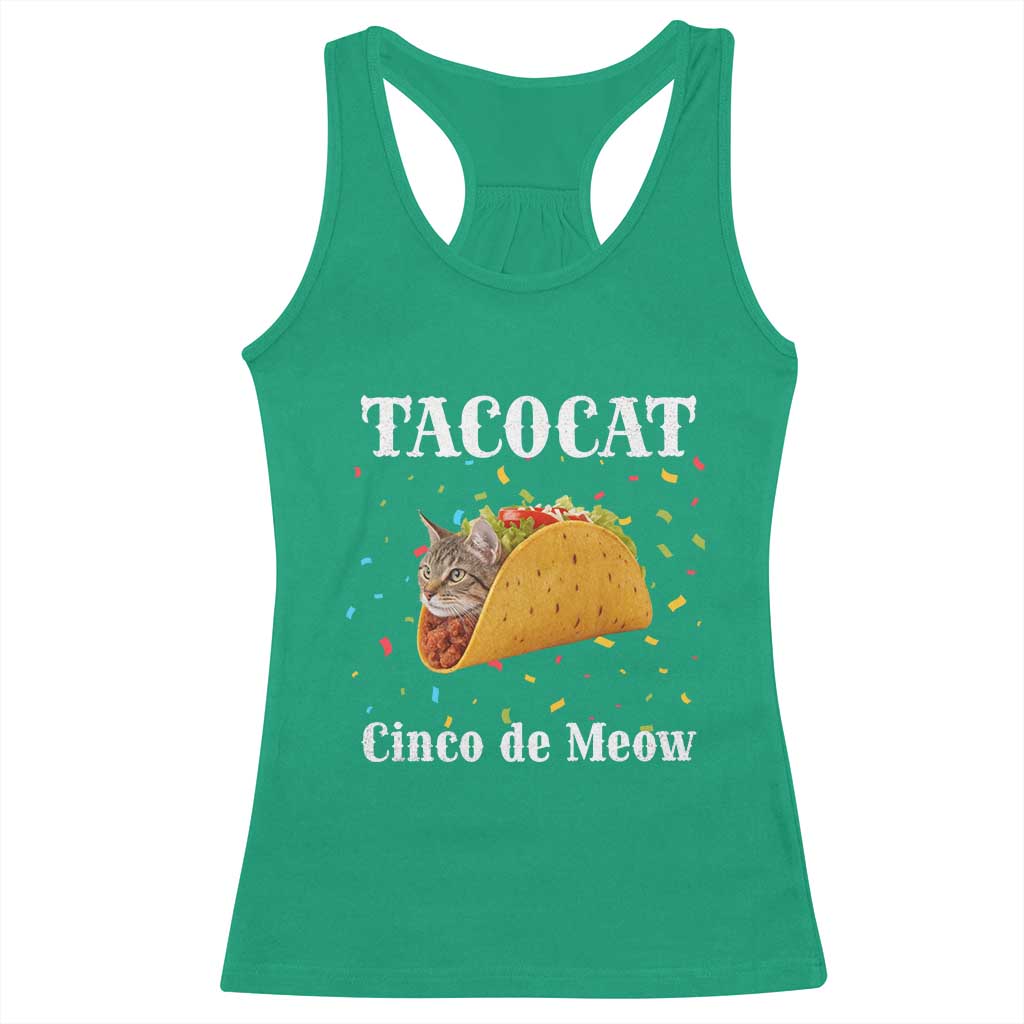 Funny Taco Cat Cinco De Meow Racerback Tank Top Mexican Food Lover Gift - Wonder Print Shop