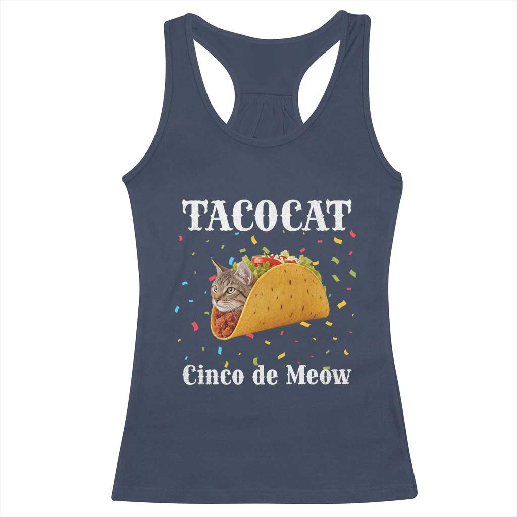 Funny Taco Cat Cinco De Meow Racerback Tank Top Mexican Food Lover Gift - Wonder Print Shop