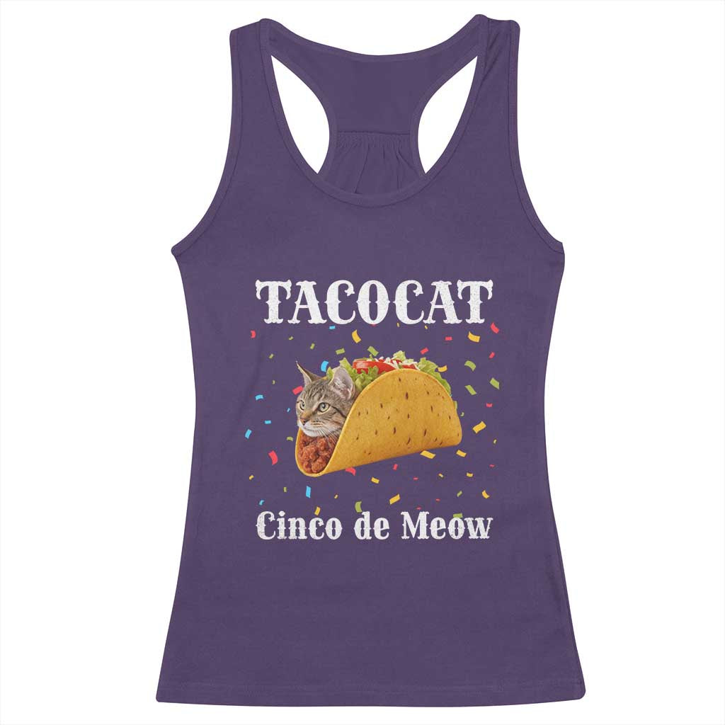 Funny Taco Cat Cinco De Meow Racerback Tank Top Mexican Food Lover Gift - Wonder Print Shop