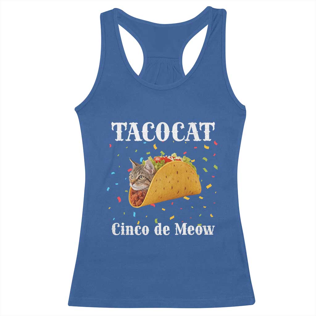 Funny Taco Cat Cinco De Meow Racerback Tank Top Mexican Food Lover Gift - Wonder Print Shop