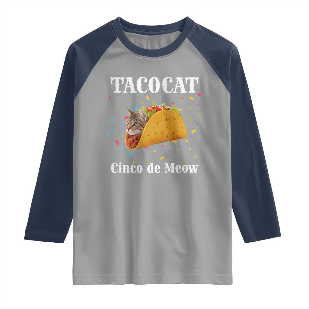 Funny Taco Cat Cinco De Meow Raglan Shirt Mexican Food Lover Gift - Wonder Print Shop