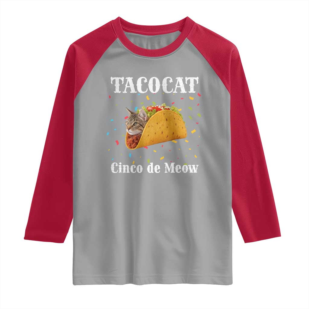 Funny Taco Cat Cinco De Meow Raglan Shirt Mexican Food Lover Gift - Wonder Print Shop