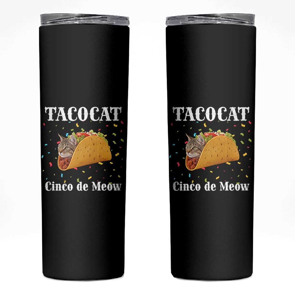 Funny Taco Cat Cinco De Meow Skinny Tumbler Mexican Food Lover Gift