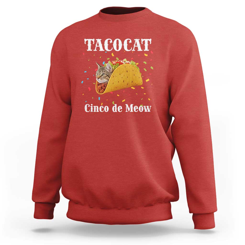 Funny Taco Cat Cinco De Meow Sweatshirt Mexican Food Lover Gift - Wonder Print Shop