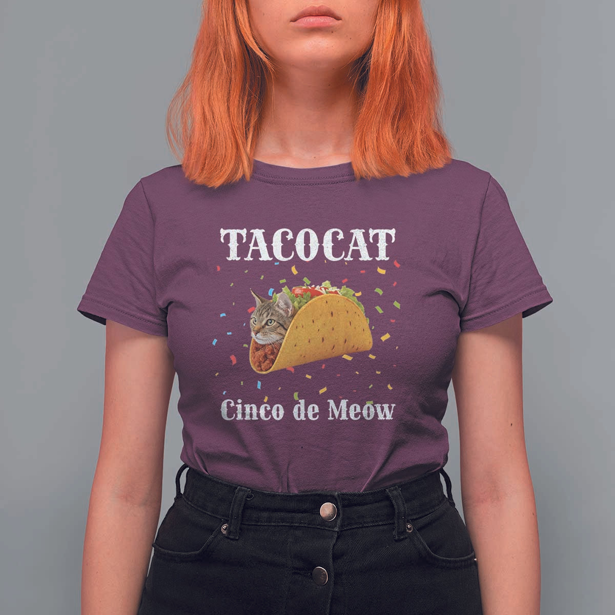 Funny Taco Cat Cinco De Meow T Shirt For Women Mexican Food Lover Gift - Wonder Print Shop