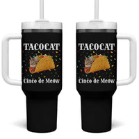 Funny Taco Cat Cinco De Meow Tumbler With Handle Mexican Food Lover Gift