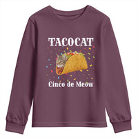 Funny Taco Cat Cinco De Meow Youth Sweatshirt Mexican Food Lover Gift - Wonder Print Shop