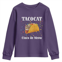 Funny Taco Cat Cinco De Meow Youth Sweatshirt Mexican Food Lover Gift - Wonder Print Shop