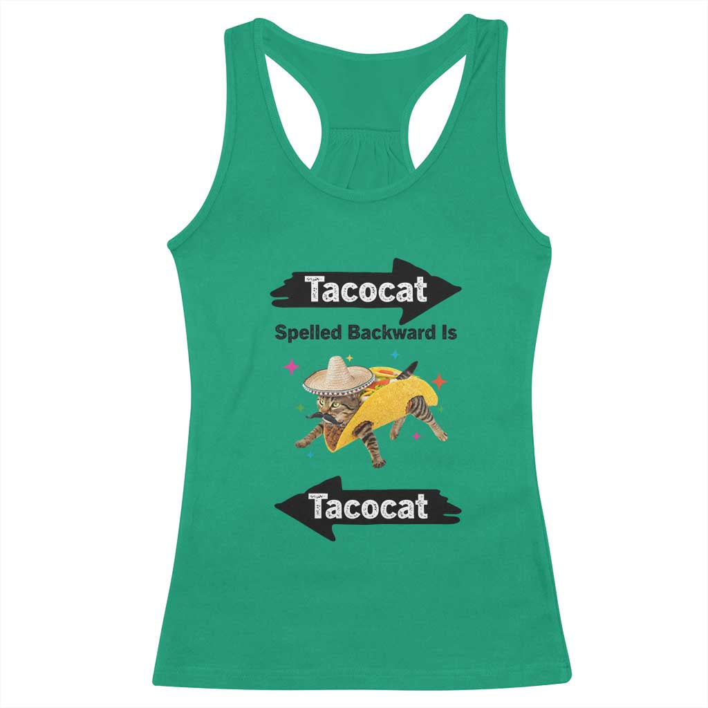 Funny Tacocat Spelled Backward Is Tacocat Racerback Tank Top Mexican Food Lover Gift - Wonder Print Shop