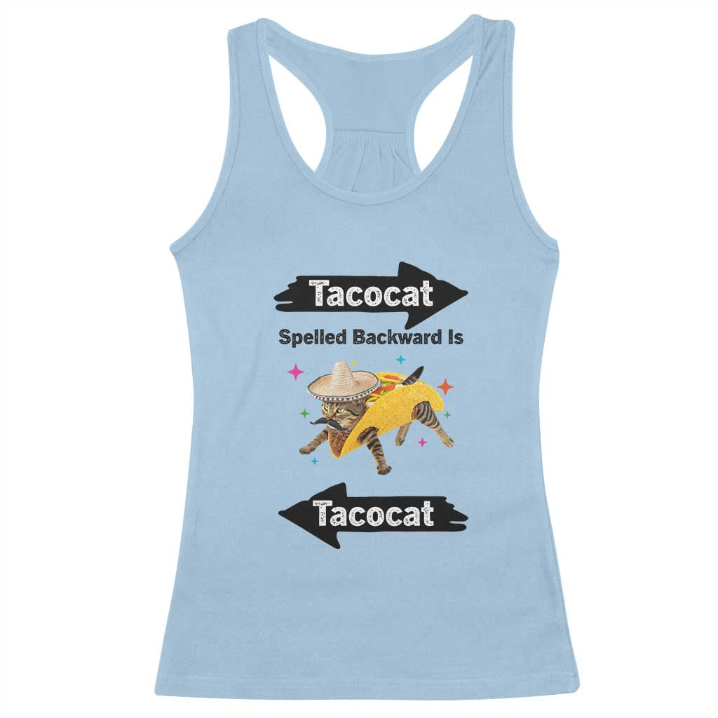 Funny Tacocat Spelled Backward Is Tacocat Racerback Tank Top Mexican Food Lover Gift - Wonder Print Shop