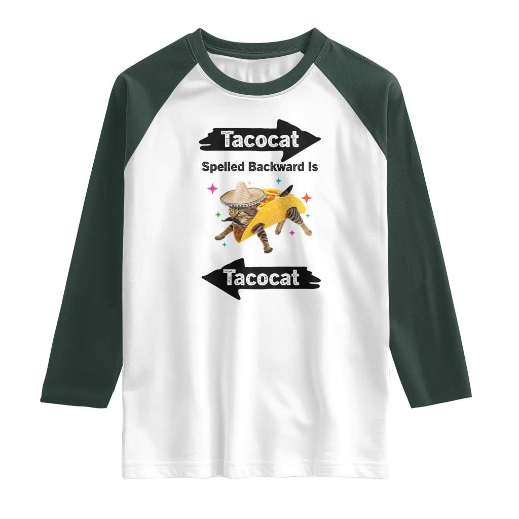 Funny Tacocat Spelled Backward Is Tacocat Raglan Shirt Mexican Food Lover Gift - Wonder Print Shop