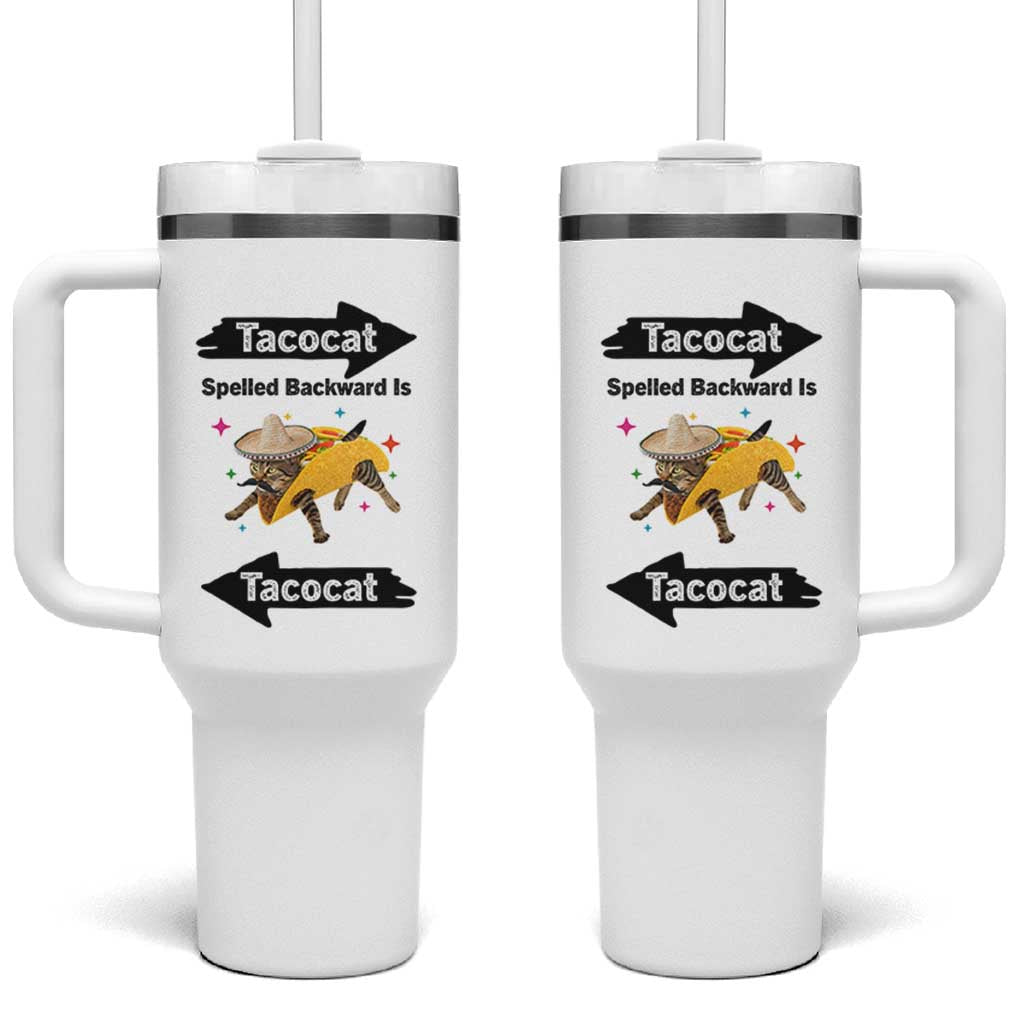 Funny Tacocat Spelled Backward Is Tacocat Tumbler With Handle Mexican Food Lover Gift