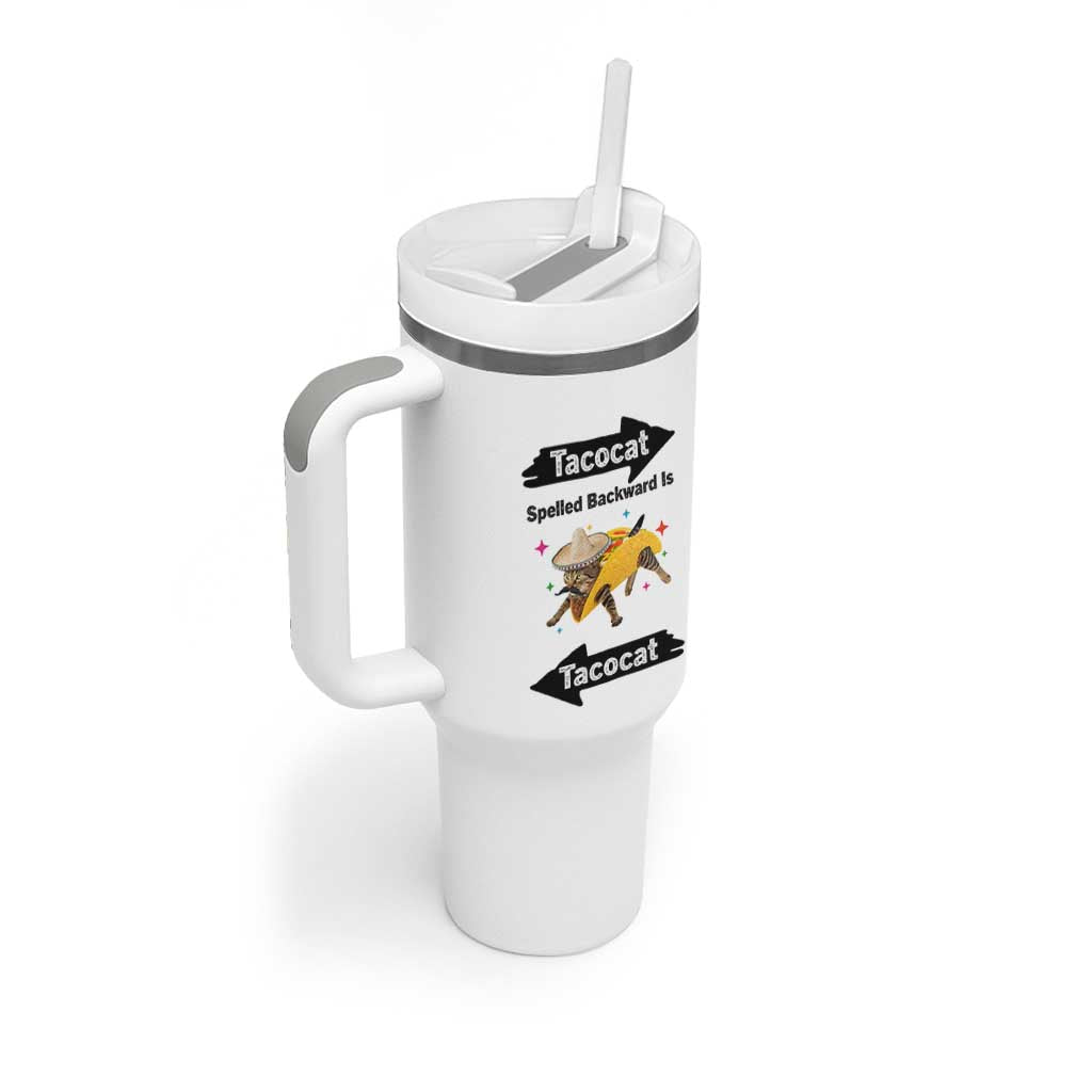 Funny Tacocat Spelled Backward Is Tacocat Tumbler With Handle Mexican Food Lover Gift