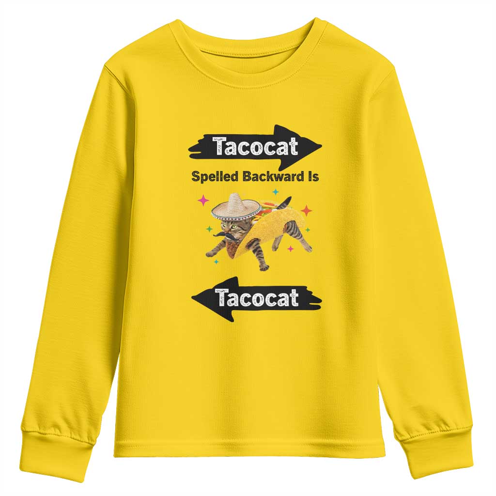 Funny Tacocat Spelled Backward Is Tacocat Youth Sweatshirt Mexican Food Lover Gift - Wonder Print Shop