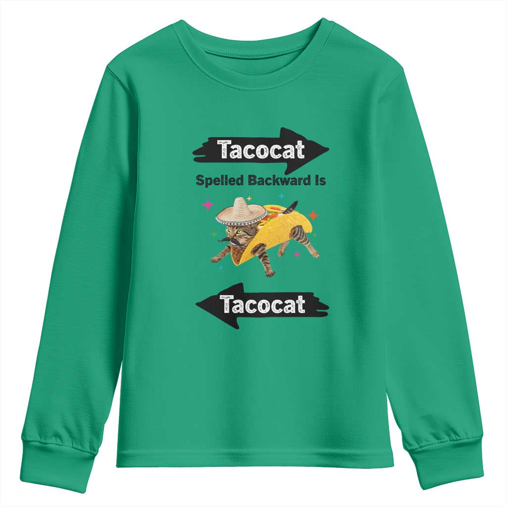 Funny Tacocat Spelled Backward Is Tacocat Youth Sweatshirt Mexican Food Lover Gift - Wonder Print Shop