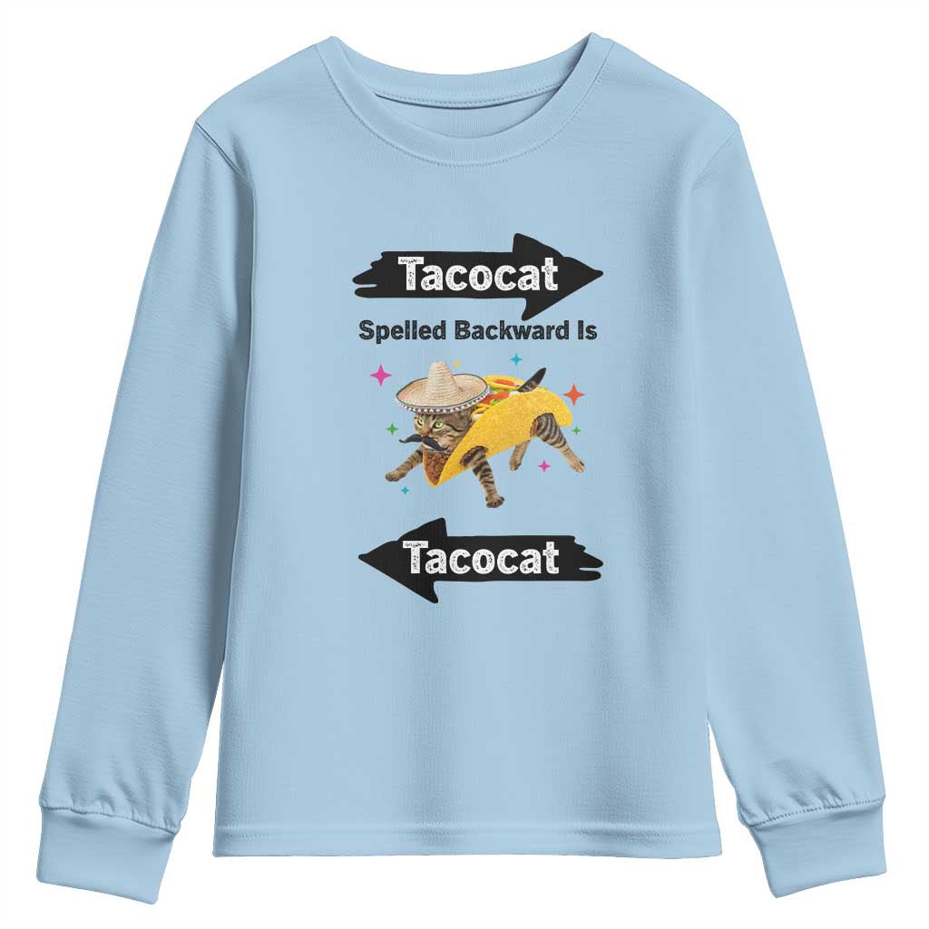 Funny Tacocat Spelled Backward Is Tacocat Youth Sweatshirt Mexican Food Lover Gift - Wonder Print Shop