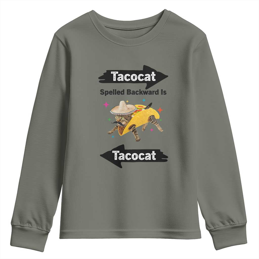 Funny Tacocat Spelled Backward Is Tacocat Youth Sweatshirt Mexican Food Lover Gift - Wonder Print Shop