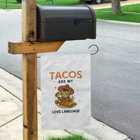 Tacos Are My Love Language Garden Flag Funny Cat Eating Taco - Wonder Print Shop