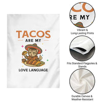 Tacos Are My Love Language Garden Flag Funny Cat Eating Taco - Wonder Print Shop