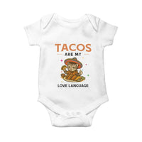 Tacos Are My Love Language Baby Onesie Funny Cat Eating Taco - Wonder Print Shop
