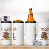 Tacos Are My Love Language 4 in 1 Can Cooler Tumbler Funny Cat Eating Taco