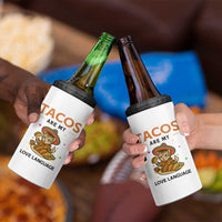 Tacos Are My Love Language 4 in 1 Can Cooler Tumbler Funny Cat Eating Taco