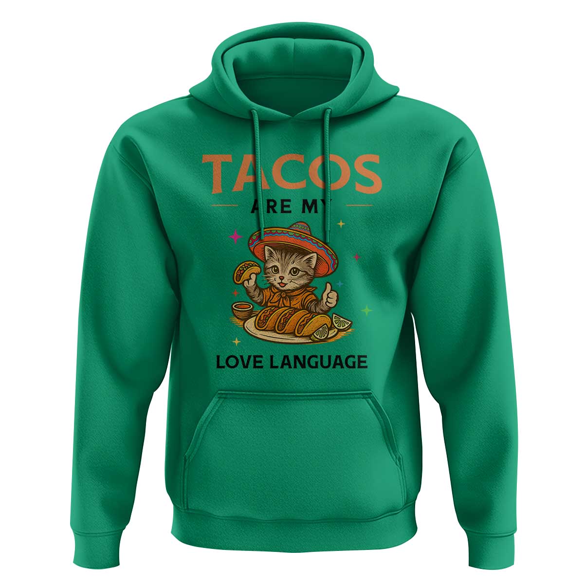 Tacos Are My Love Language Hoodie Funny Cat Eating Taco - Wonder Print Shop