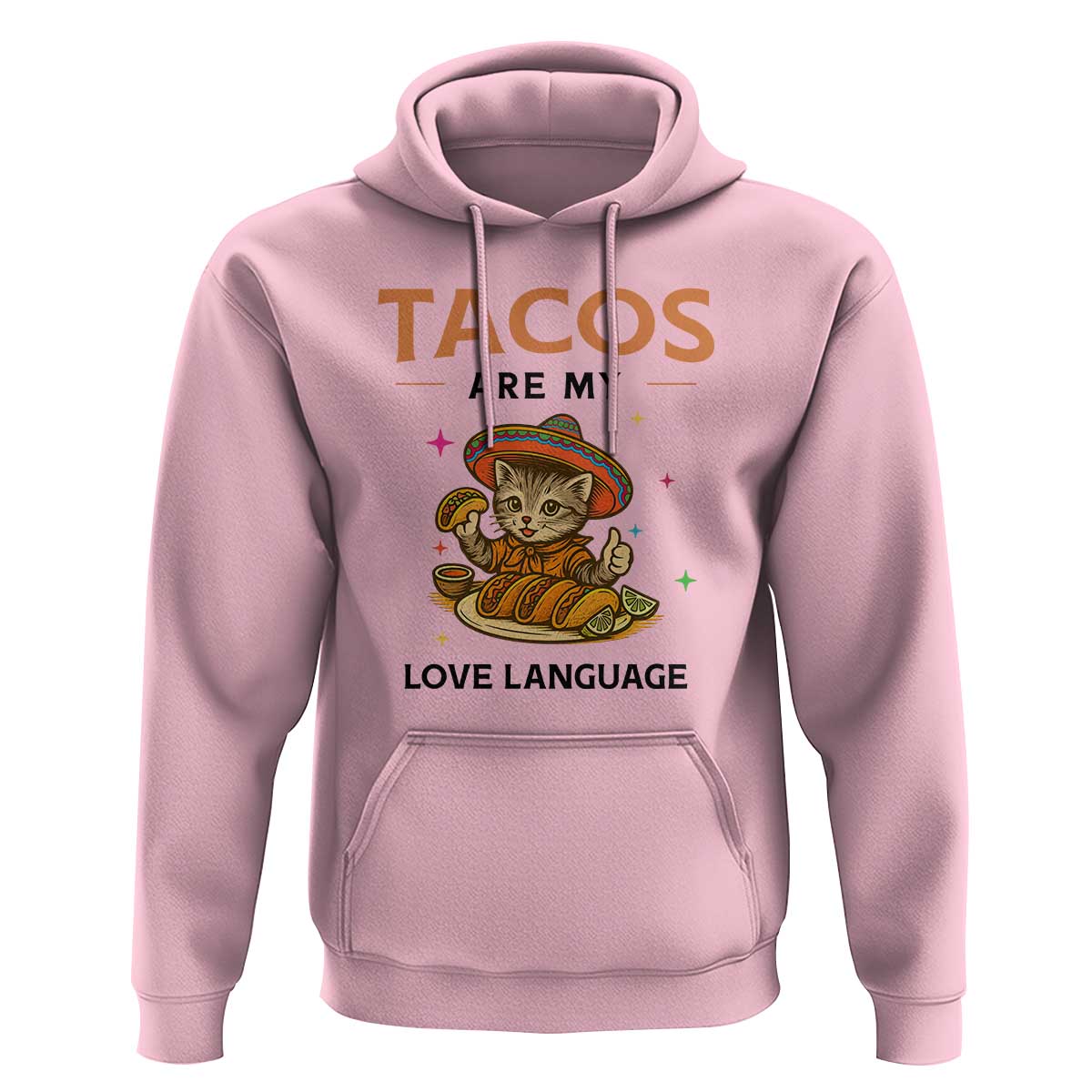 Tacos Are My Love Language Hoodie Funny Cat Eating Taco - Wonder Print Shop