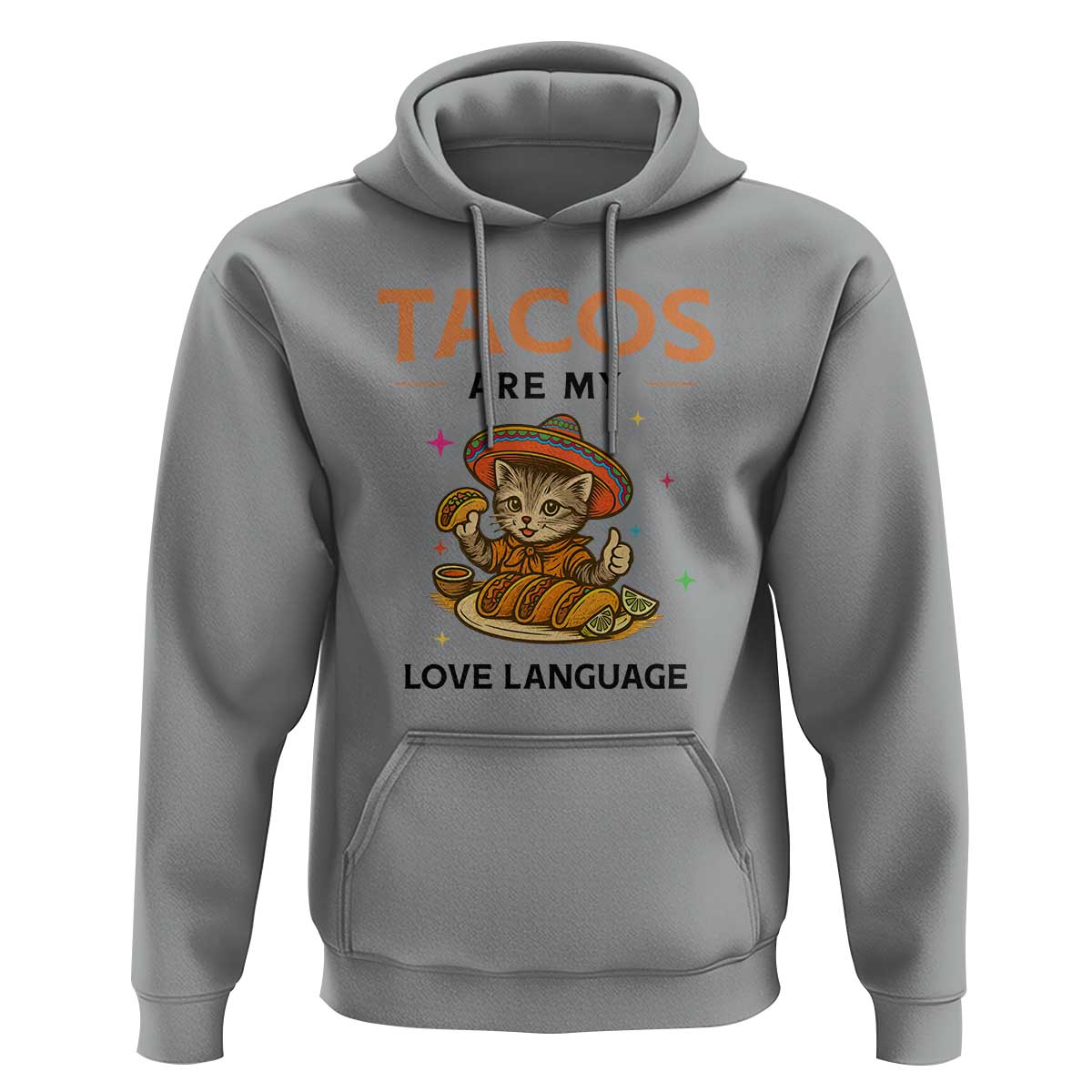 Tacos Are My Love Language Hoodie Funny Cat Eating Taco - Wonder Print Shop