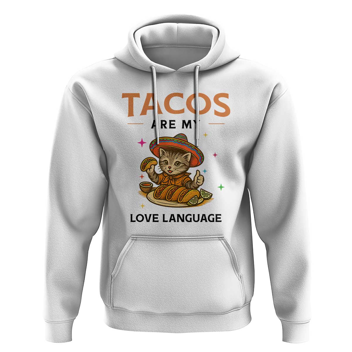 Tacos Are My Love Language Hoodie Funny Cat Eating Taco - Wonder Print Shop