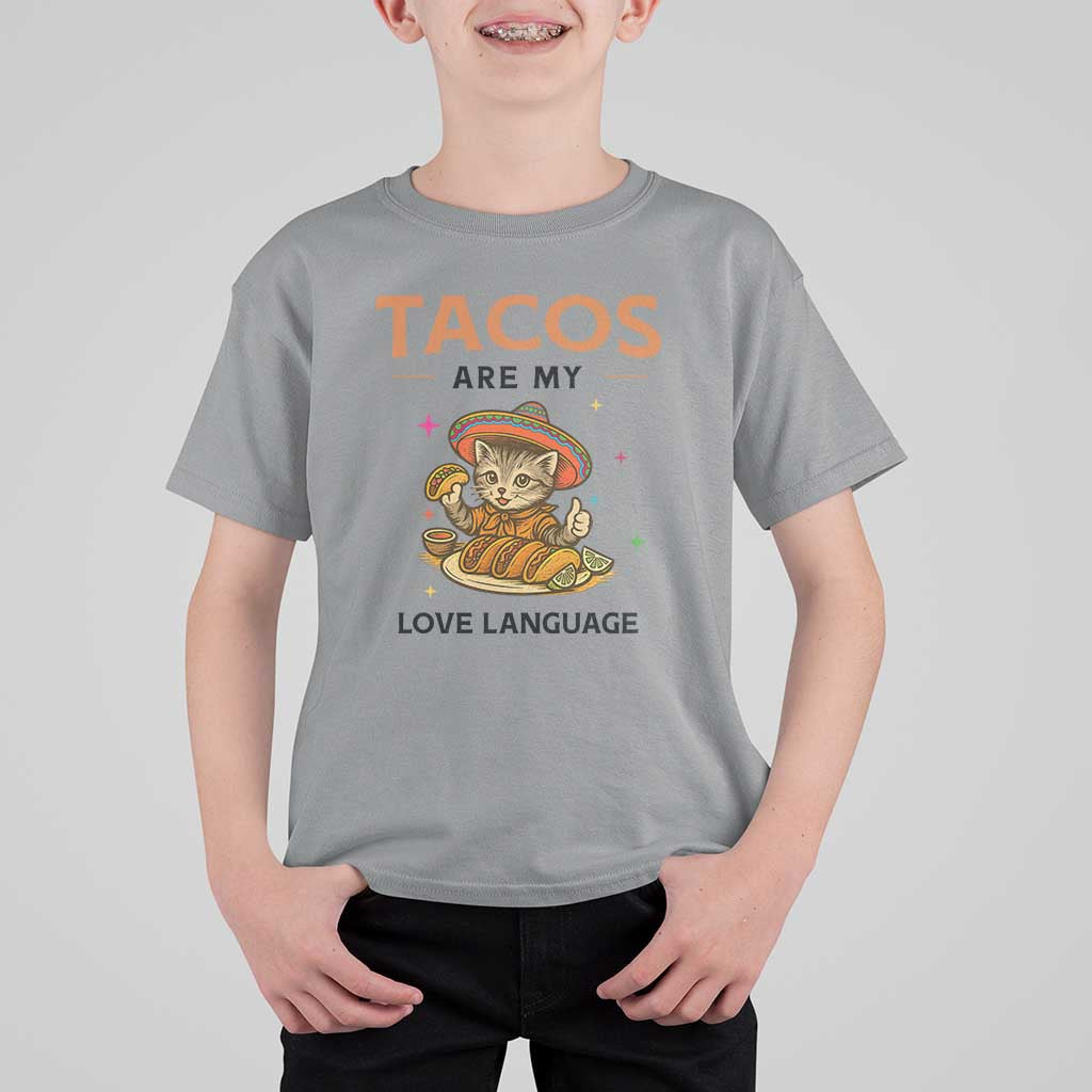Tacos Are My Love Language T Shirt For Kid Funny Cat Eating Taco - Wonder Print Shop