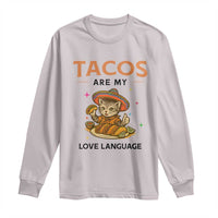 Tacos Are My Love Language Long Sleeve Shirt Funny Cat Eating Taco - Wonder Print Shop